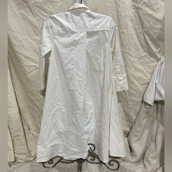 Woman’s cotton express white long sleeve button up w/  flared bottom never worn - Picture 2 of 4